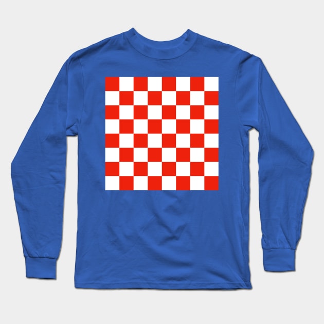 Red and White Checker Long Sleeve T-Shirt by Obelisk